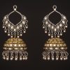 Golden Mirage Jhumka | Oxidised Mirror Work Earrings India