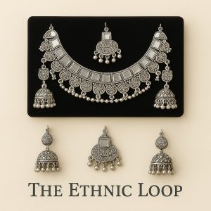 Boho Royalty Set | Oxidised Necklace & Jhumka Jewellery India