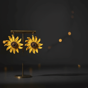 Unique Gift: Crochet Sunflower Earrings - Artisan Jewelry