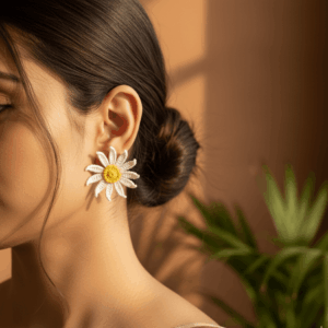 Detailed crochet pattern of handmade daisy earrings – The Daisy Loops