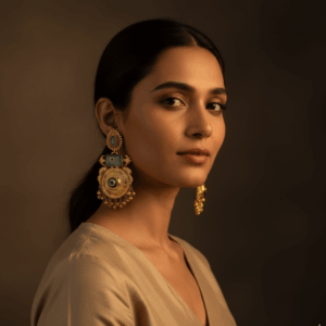 Kashmiri Gold Handcrafted Earrings – The Pahalgam Grace by The Ethnic Loop