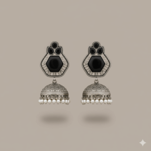 Kashmiri Silver Handcrafted Earrings – The Midnight Gul by The Ethnic Loop