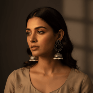 Kashmiri Silver Handcrafted Earrings – The Midnight Gul by The Ethnic Loop