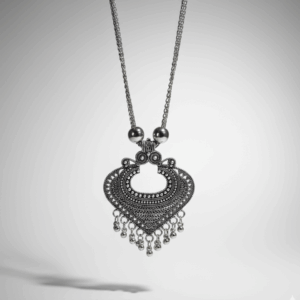 Handcrafted oxidised silver crescent necklace – The Ethnic Loop